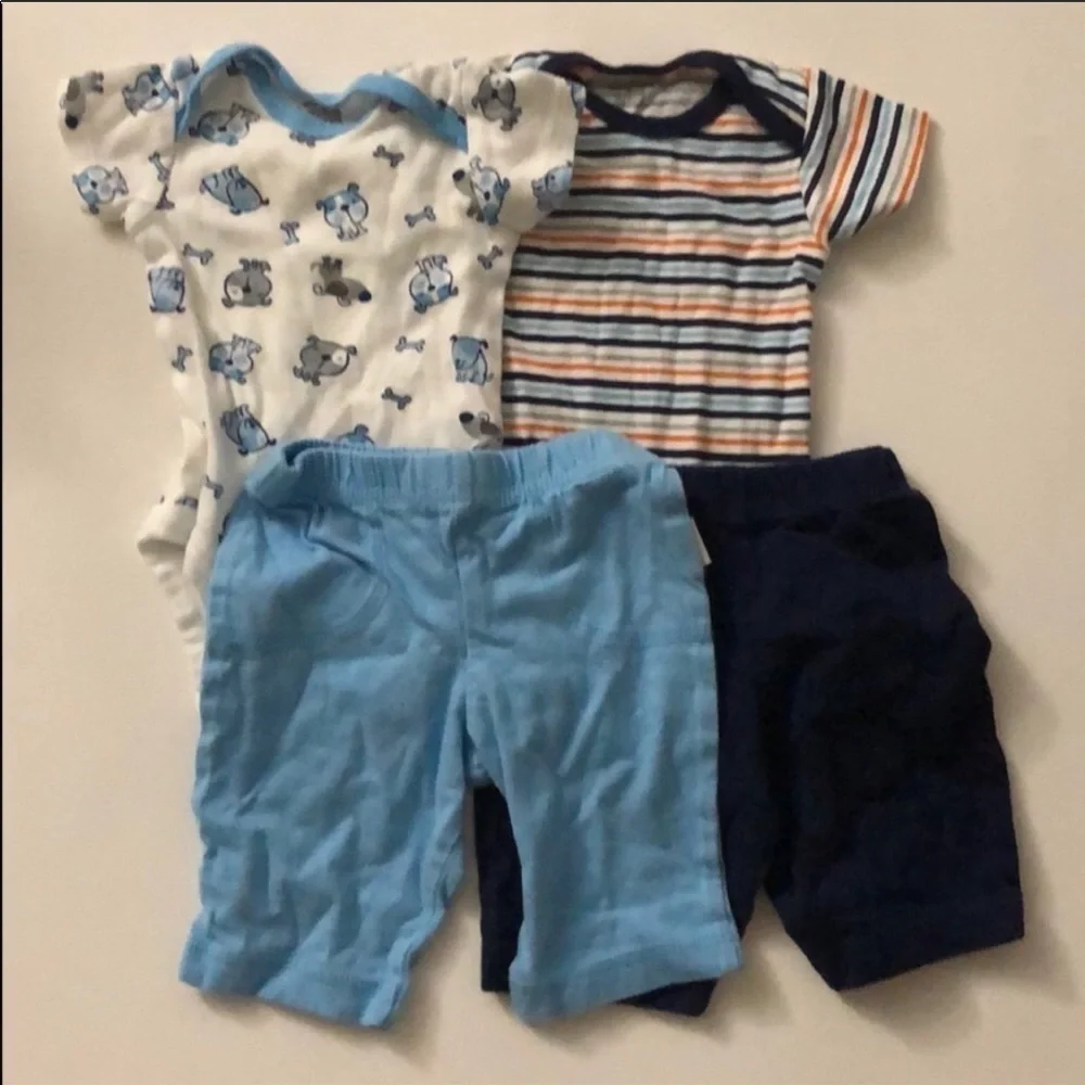 Newborn lot of 9 pieces, onesies and pants